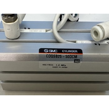 SMC CDQSB25-50DCM COMPACT CYLINDER W/ JS32-10-125 Floating Joint